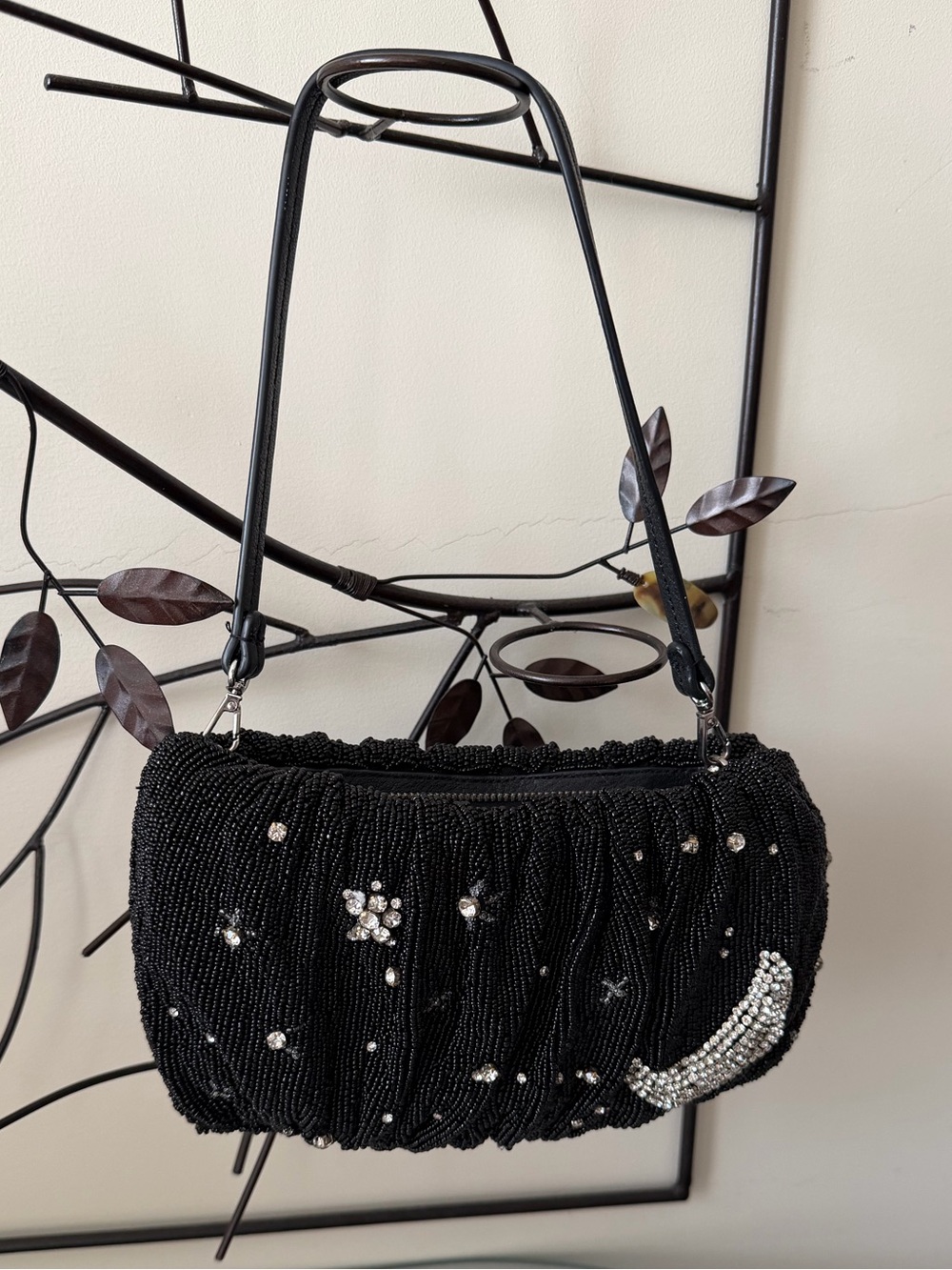 Staud Starry Night Black Hand Beaded Bean Bag Clutch / Shoulder Bag - Picture 10 of 13